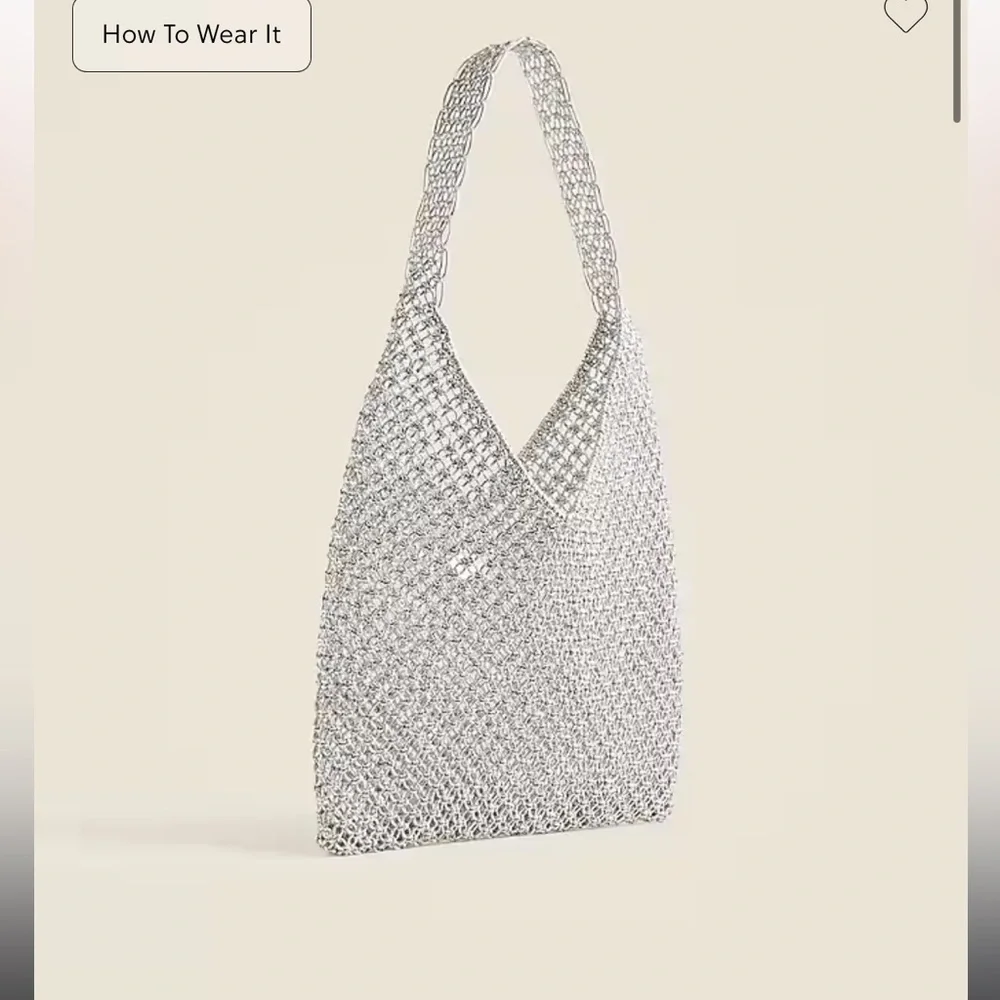 J Crew Handwoven Metallic Silver Shoulder Tote Bag - Picture 3 of 4